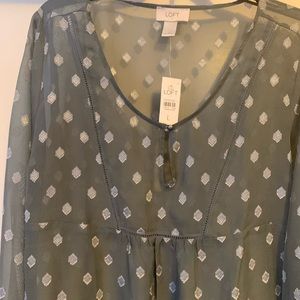 Loft Gray long-sleeve blouse